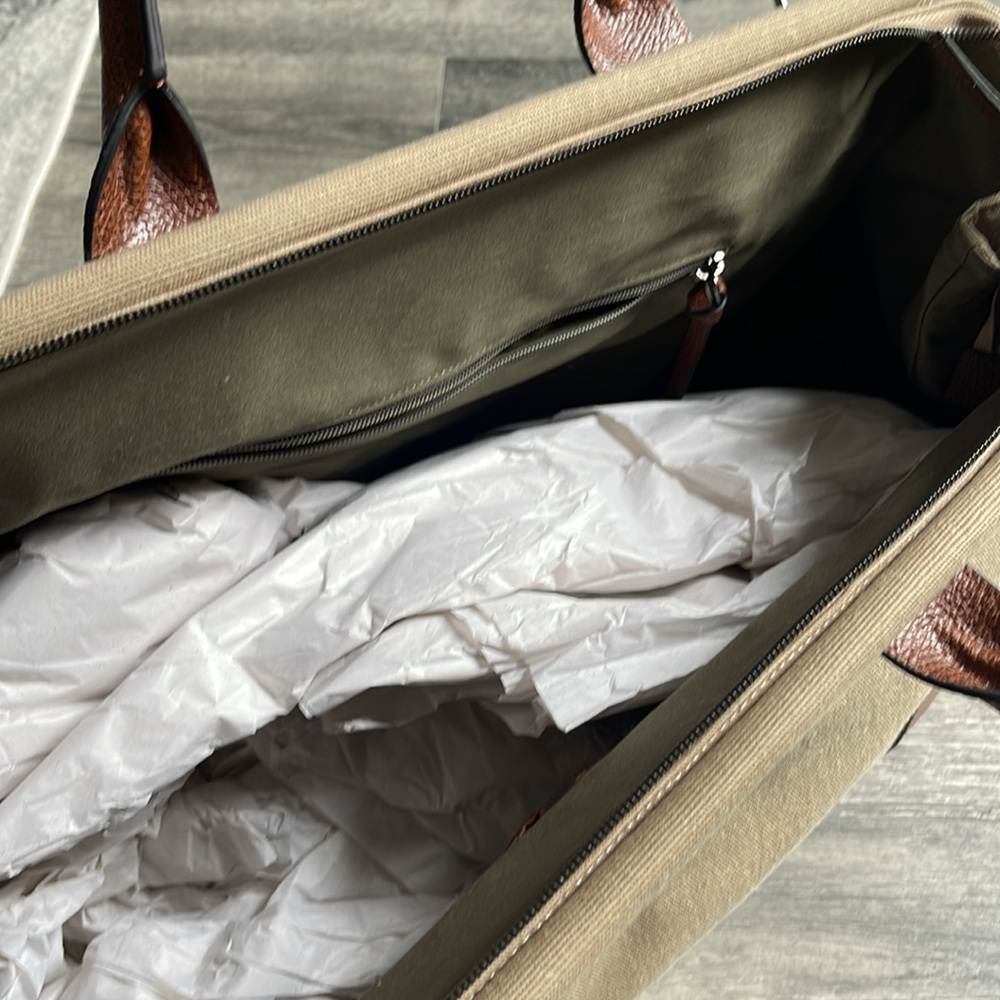 Ted baker overnight bag. Tan/brown leather and canvas. Shoulder strap incl. - Picture 4 of 5